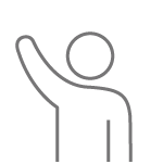 Icon depicting a person with their arm raised