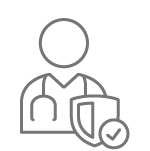 Icon depicting a healthcare provider with a stethoscope 