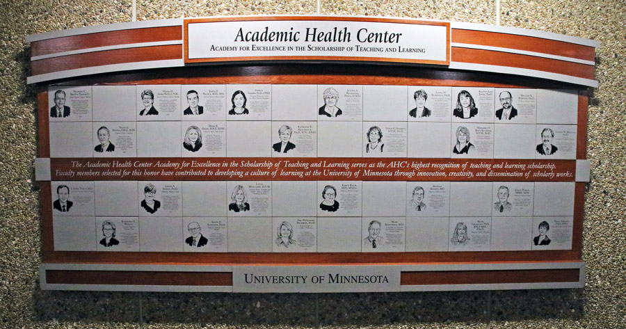 Academic Health Center awardees plaque