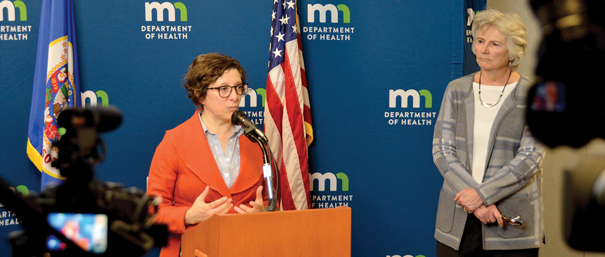 Lauren Martin with Jan Malcolm at a Minnesota Department of Health press conference
