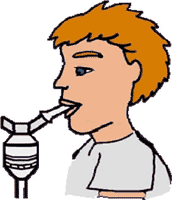 drawing of an individual using a nebulizer