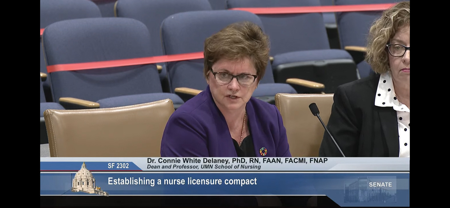 Connie Delaney testifying to the MN state legislature about the Nurse licensure compact
