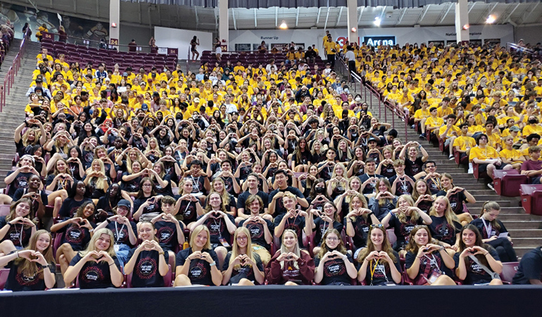 School of Nursing freshmen participate in New Student Convocation on Sept. 1. The ceremony is the University of Minnesota’s official welcome to the Class of 2026. 