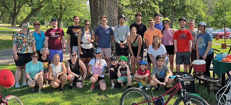 DNP students hosted a Ride for Their Lives event that included health professionals from M Health Fairview, Gillette, Regions and the School of Nursing to draw attention to the health emergency of climate change.
