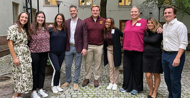 Students from the Doctor of Nursing Practice program in health innovation and leadership and the Master of Healthcare Administration traveled to Sweden in August to learn about its national health care model. 
