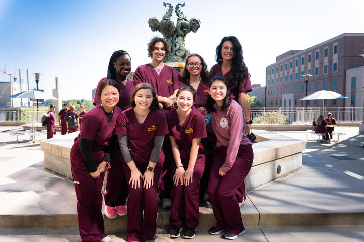 pre-licensure students oputside Northrop after the welcome to the nursing profession ceremony