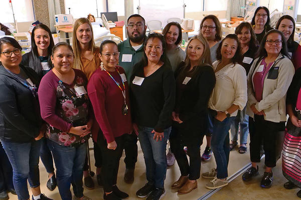 Students in the American Indian/Alaska Native Pathway program met with mentors Misty Wilkie, Margaret Moss and Lisa Martin at the beginning of the semester. 