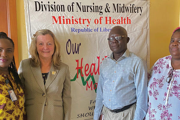 Minister of Health CNO Diana Sarteh, Clinical Associate Professor Dorcas Kunkel, Edwin Beyan, and Deddeh Kesselly.